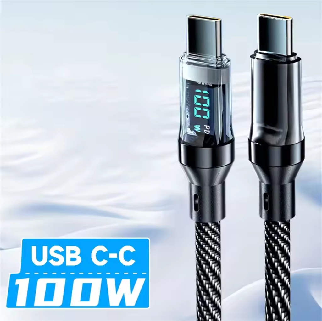 NNBILI 120 واط نوع C إلى نوع C كابل الهاتف كابل شحن سريع للغاية مع شاشة LED USB إلى سلك بيانات من النوع C لهواوي oppo vivo